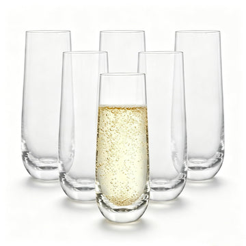 Champagne Flute Glasses, Clear Glass set, Tall Highball Style, Versatile Drinkware for Cocktail Cups for Rose