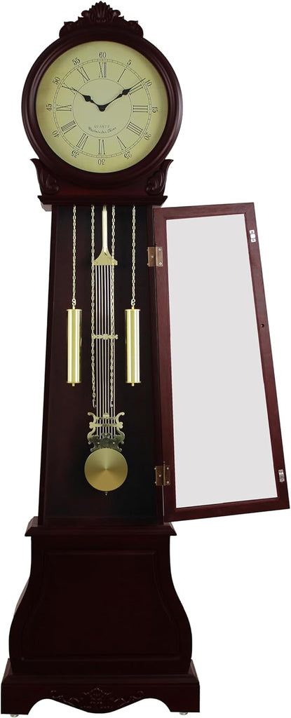 Traditional 72-Inch Floor Standing Grandfather Clock in Cherry Finish