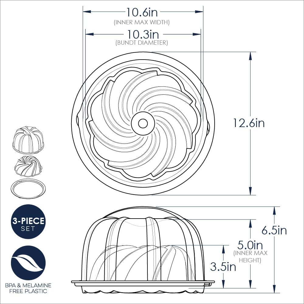 Formed Swirl Bundt with Keeper, 10 Cup, Twilight Blue