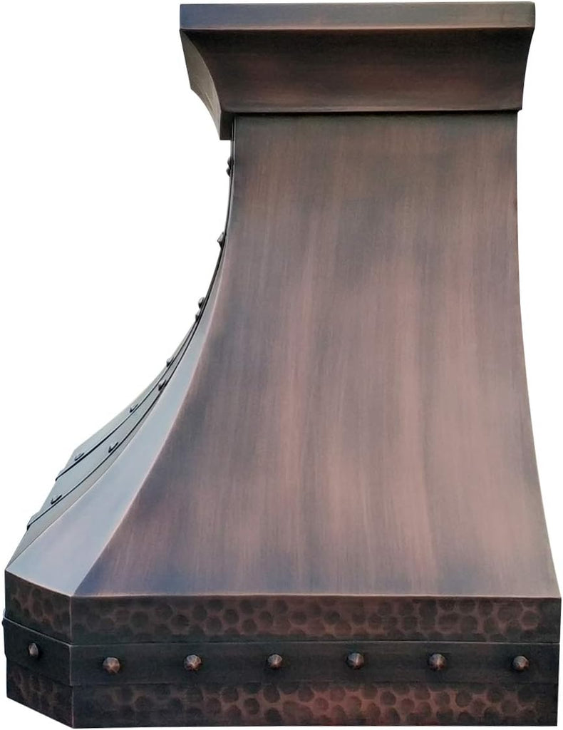 30 Inch Copper Wall Mount Range Hood 610 CFM LED Lights Dishwasher-Safe Baffle Filters