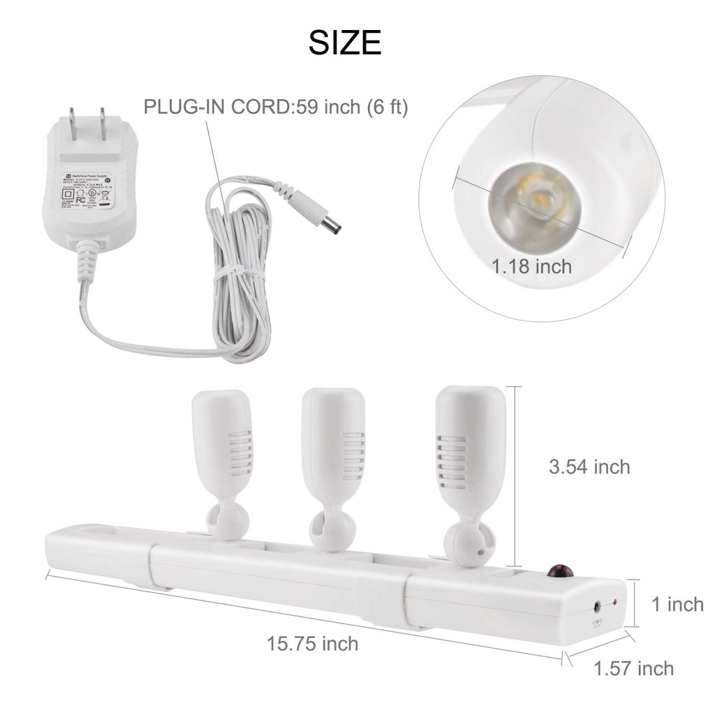 LED Track Light, Dimmable Accent Lighting with Rotatable Heads, Plug in Spotlight with Remote for Lighting up Kitchen