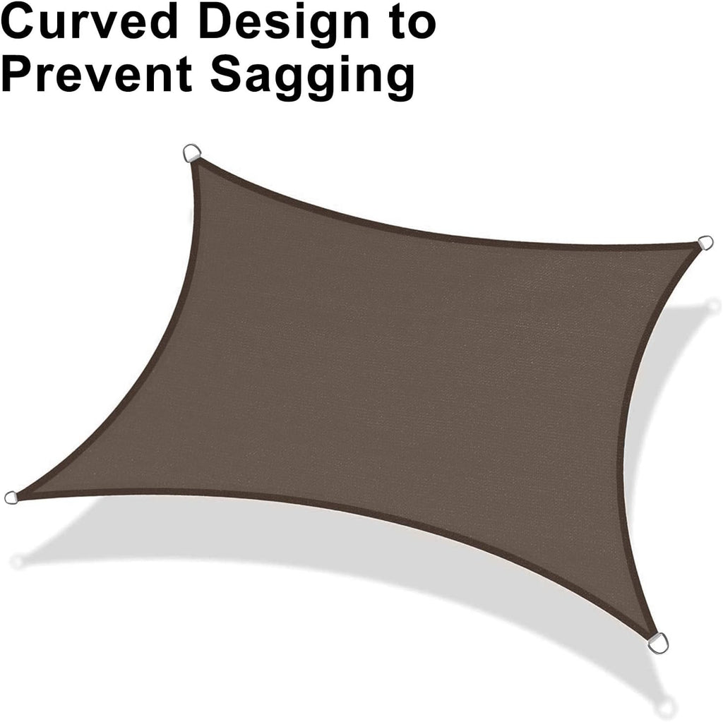 13' x 20' Rectangle Sun Shade Sail for Outdoor Patio, Brown | HDPE Fabric, 95% UV Block, Breathable Sunshade, Canopy