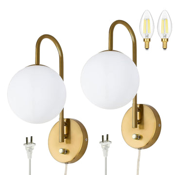Dimmable E12 Wall Sconces Set of 2,Plug in Wall Sconces with 6.56ft Power Cord, Plug in Wall Sconce,Wall Lights