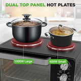 2-in-1 Convection Oven & Cooker - 30 Quart, 1500W Multi-Function Kitchen Oven with Dual Hot Plates, 7 Cooking Modes