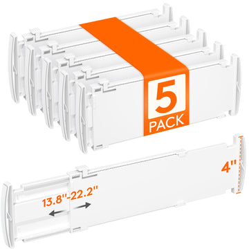 5 Pack 4" High Drawer Dividers, Adjustable Drawer Organizer Clothes
