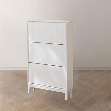 Organizer Rack,3-Tier Flip-Top Solid Wood Shoe Cabinet,Sturdy Solid Wood,Space-Saving Narrow Style, Dust-Proof,with