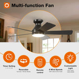 Ceiling Fans with Lights, 42 Inch Low Profile Ceiling Fan with Light and Remote Control, Flush Mount, Reversible, 3CCT, Dimmable, Quiet, Black Small Ceiling Fan for Bedroom Indoor/Outdoor Use A103-B0CLNKYN38