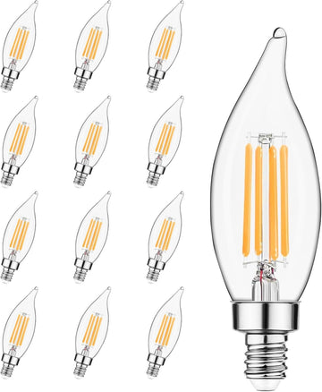E12 LED Candelabra Bulb 60 Watt Equivalent, Dimmable Chandelier Light Bulbs 2700K Soft White, CA10 Candle Bulbs for