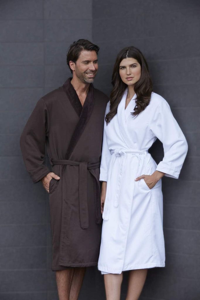 Unisex Spa Microfiber Shimmer Lined Shawl Collar Robe
