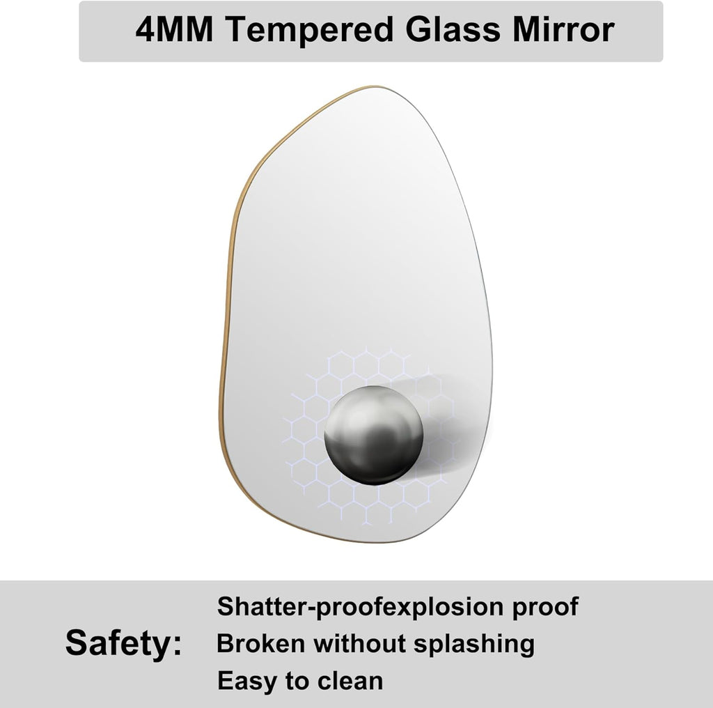 Irregular Wall Mirror Asymmetrical Mirror, Gold Mirror Living Room Entryway Bedroom, Decorative Modern Mirror