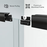 44-48" W x 72" H Semi-Frameless Bypass Sliding Shower Door, Easy-to-Clean Treated Clear Tempered Glass, Matte Black
