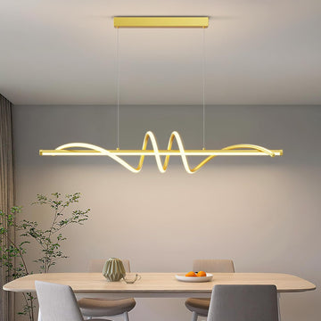 Modern LED Pendant Lights, 39in Gold Chandelier Dimmable with Remote Control 3000k-6000K Adjustable Color