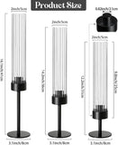 Metal & Acrylic Taper Candle Holders with Ribbed Design - Hurricane Clear Cylinder Candelabra, Dining Table