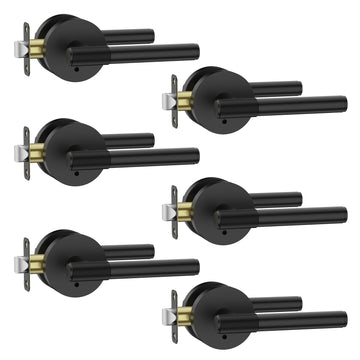 6 Pack Matte Black Privacy Interior Door Handles