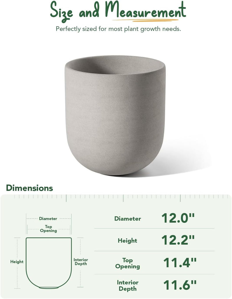 12 Inch Pots for Plants, Ceramic Large Planters for Indoor Plants, Indoor Plant Pots Garden Patio Office, Planter