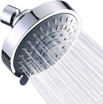 Shower Head High Pressure Rain Fixed Showerhead 5-Setting with Adjustable Metal Swivel Ball Joint