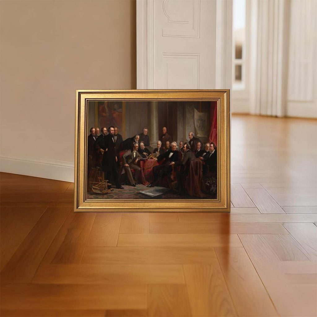 Framed Vintage Wall Art Historical Engineering Meeting Poster Canvas Print Oil Paintings Reproduction World Classics