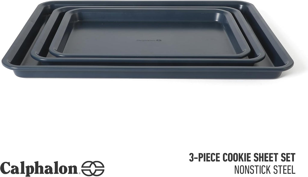Legacy 3-Piece Cookie Sheet Set, Cookie Sheet, Metal Sheet, 3 Pieces Nonstick Sheets 18 15 13 Inch, Navy Blue
