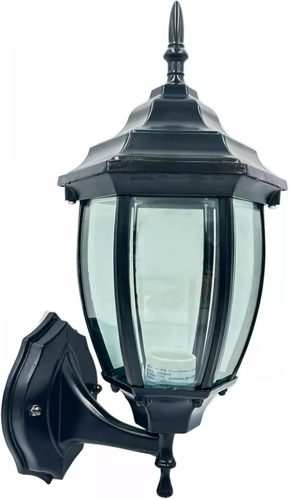 Outdoor Post Light, Vintage Hex Garden Wall Lamp Waterproof Outdoor Wall Light Corridor Courtyard Balcony Lamp for Pathway Garden Post Pole Mount - Black