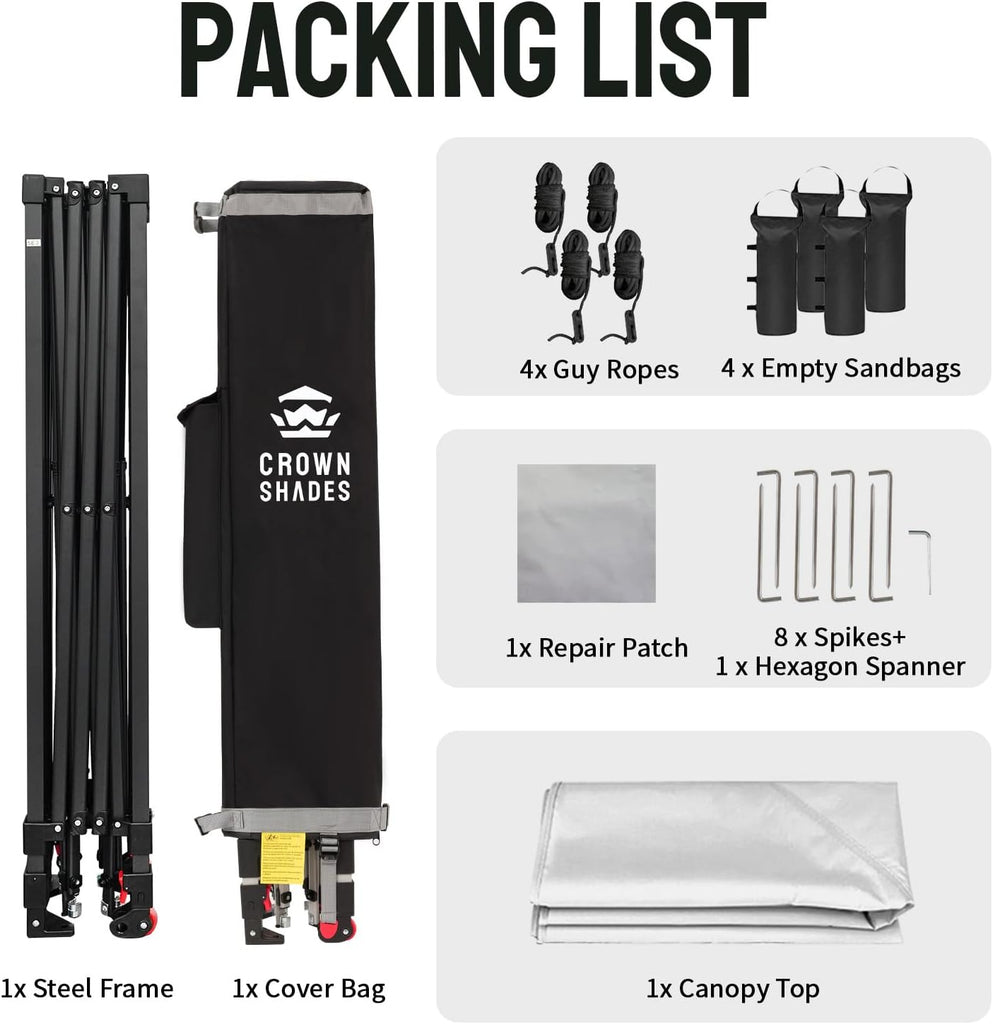 10x10 Pop Up Canopy - Patented Center Lock One Push Instant Outdoor Canopy Beach Tent with STO-N-Go Bag 8 Stakes & 4