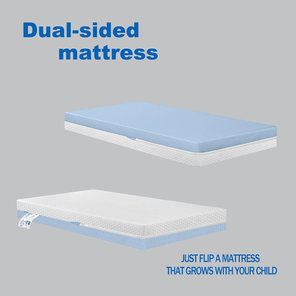 Dual Sided Baby Breathable Crib Mattress, Infant & Toddler Bed Mattress with Premium Foam, Machine Washable Oeko-TEX