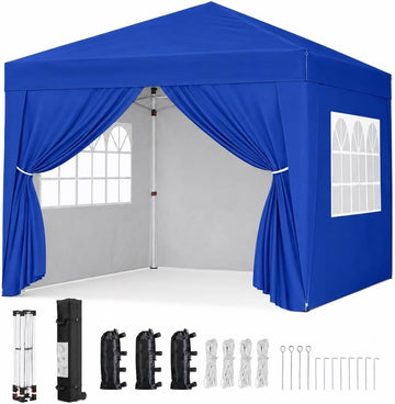 10x10 Pop Up Canopy with 4 Removable Sidewalls, Portable Enclosed Instant Tent, Waterproof Outdoor Tent
