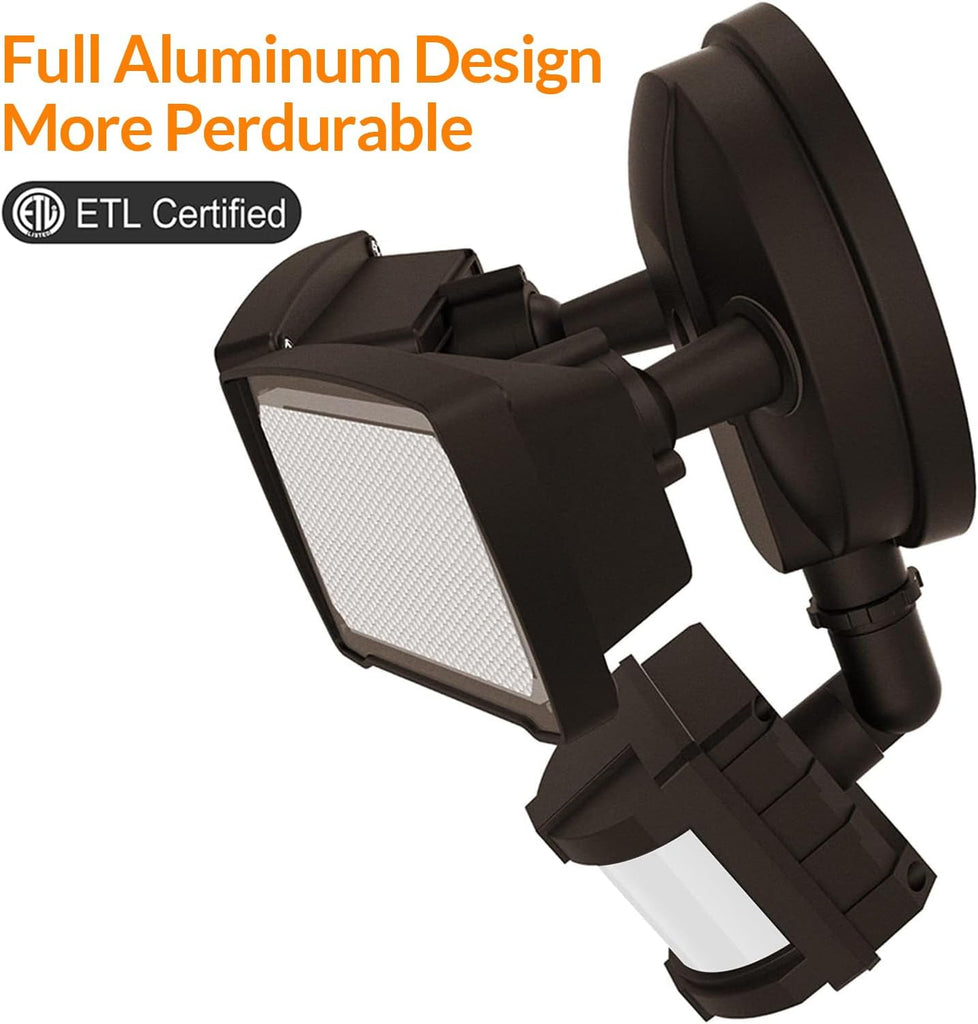 Hardwired LED Security Lights Motion Sensor Outdoor, 30W 3200LM | 5500K Daylight, 72 FT Range & 180° Detection, Easy
