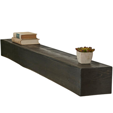 Handmade Rustic 60 Inch Fireplace Mantel Shelf, Ebony 8Dx6H