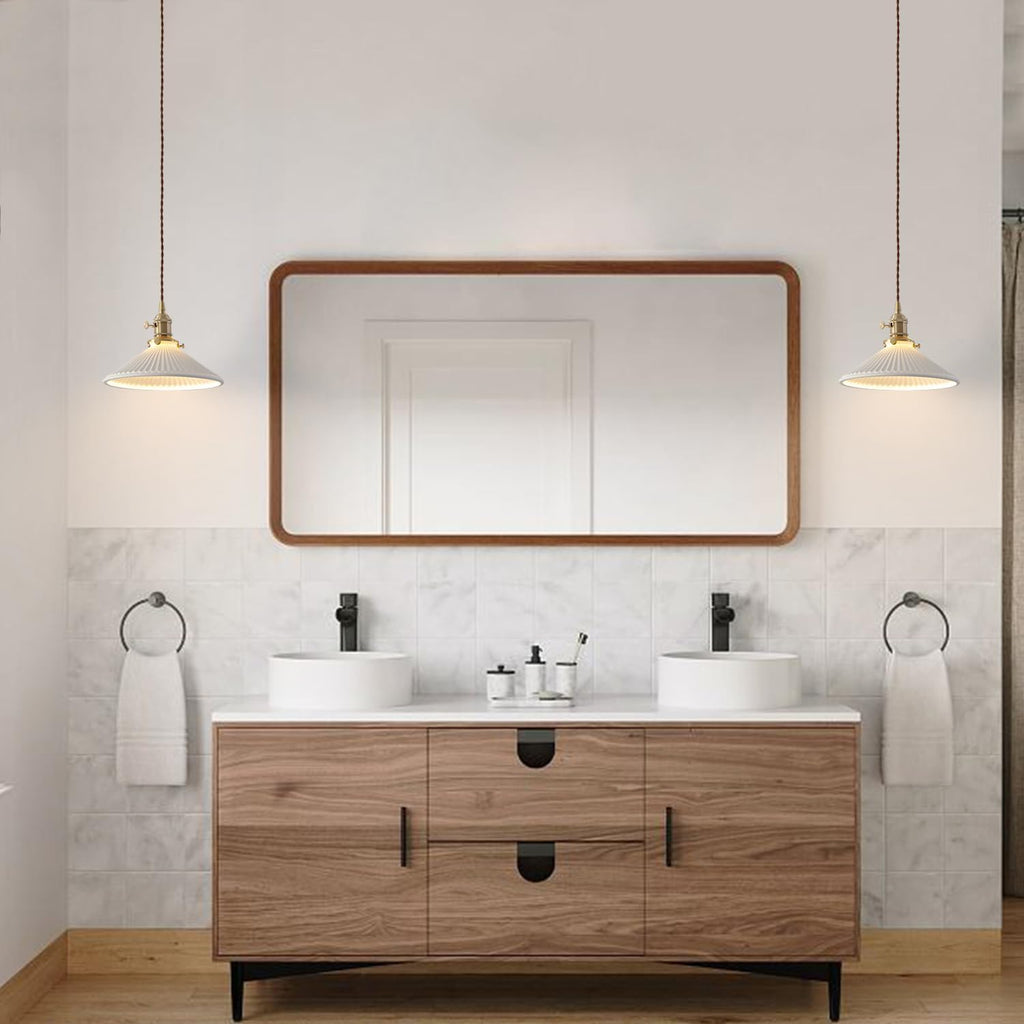 Pendant Light 2-Pack, Gold & Ceramic Shade for Kitchen Island, 8.7" | White ceramic shade, kitchen island dining