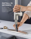 Kitchen Faucet with Pull Down Sprayer, Brushed Nickel High Arc Modern Classic Sink Faucet Stainless Steel with Deck