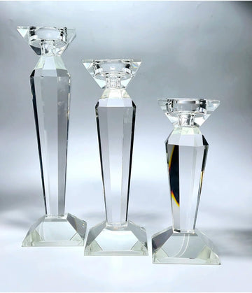 Handmade Crystal Quality Candle Holder Candelabra Set of 3 - White - 14 in Tall - White