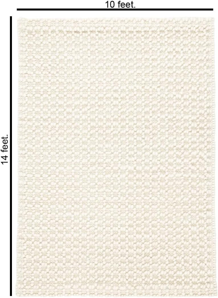 Handwoven Wool Area Rug - Hand Woven Natural Rugs- (Ivory- 10'x14')