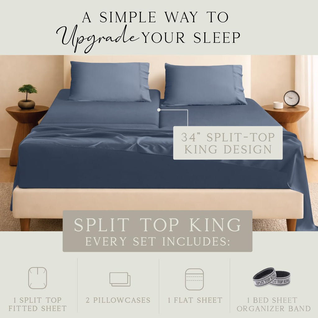 Bamboo Viscose 34" Split Top King Size Sheet Set, FSC Certified
