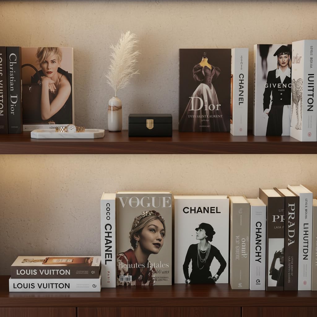 Decorative Books Decor, Set of 4 Stylish Fake Books of Room Books Decor Aesthetic for Coffee Table Decor, Living