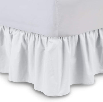 Ruffled Bed Skirt (Queen, White) 15 Inch Drop Dust Ruffle with Platform, 100% Cotton 800 Thread Count, Wrinkle and