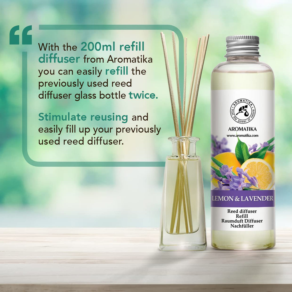 Reed Diffuser Refill Lemon - Lavender 6.8 Fl Oz - Scented Diffuser - Room Diffuser Refill with Scent - Room Freshener