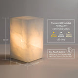 Natural Calcite Stone Table Lamp, Handcrafted Solid Stone Lamp with Unique Crystal Texture, Dimmable 3-Color LED