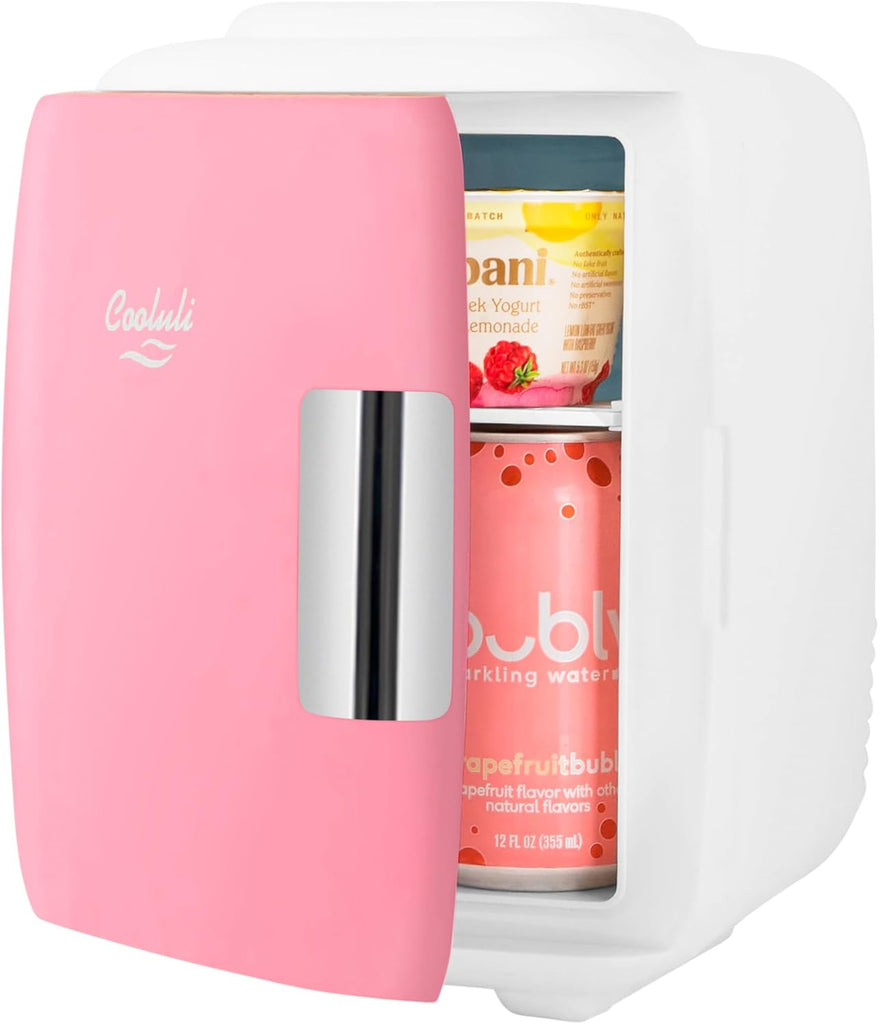Mini Fridge for Bedroom - Car, Office Desk & Dorm Room - Portable 4L/6 Can Electric Plug In Cooler & Warmer for Food