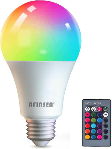 RGB Color Changing Light Bulbs,9W RGB LED Light Bulbs,40W Equivalent A19 E27/E26 Warm White 6500K,16 Color Multicolor (1Pack)