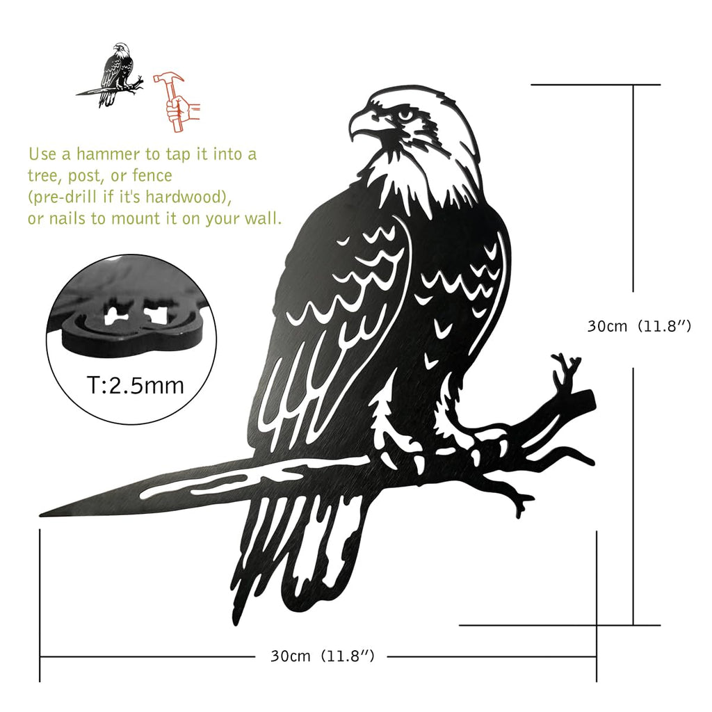 Bald Eagle Metal Bird Yard Art, Outdoor Tree Decor, Eagle Statue Gift for Men