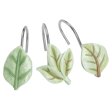 SageGreen Plant Leaf Shower Curtain Hooks, Eucalyptus Bathroom Decor, 12PCS
