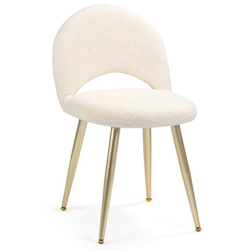 Adjustable Vanity Chair with Boucle Cushion, Gold Legs Makeup Chair
