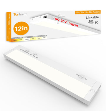 Under Cabinet Lighting Plug in,7W 120V 3 Color 3000K/4000K/5000K,3 Brightness,Super Bright,Ultra Thin Under Counter