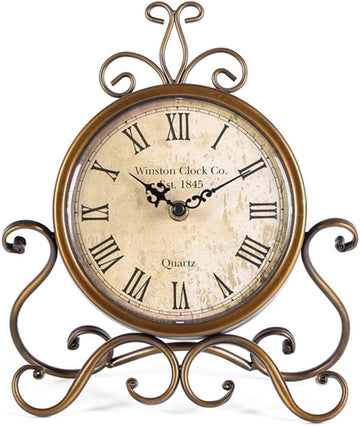 Vintage Table Clocks for Living Room Bedroom Decor, Silent Decorative Farmhouse Shelf Clock Battery Operated