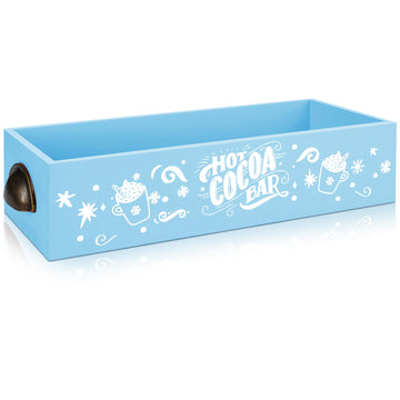 Hot Cocoa Bar Wood Storage Box Decorative Christmas Cute Wooden Storage Bins Farmhouse Open Holder Box Coffee Station