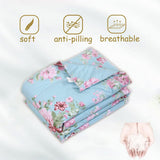 Blue Comforter Set Queen 3Pcs Vintage Floral Summer Quilt 100% Cotton Fabric with Soft Microfiber Inner Fill Bedding
