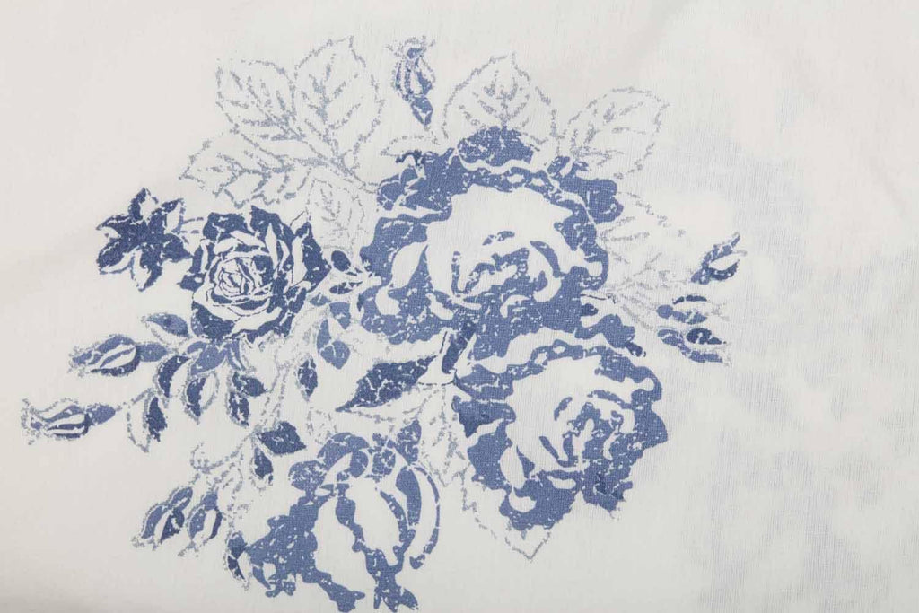 Lydia Blue King Size Bed Skirt 80" L x 78" W, 16" Drop, Split Corners, Vintage Farmhouse, Floral Dust Ruffle