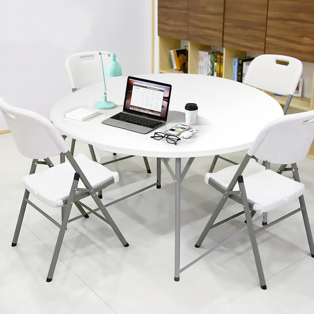 54 Inch Round Folding Table, Portable Bifold Design