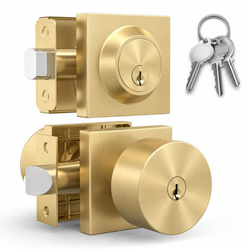 Suana Entry Door Knob & Deadbolt Gold (1-Pack) - Keyed Combo