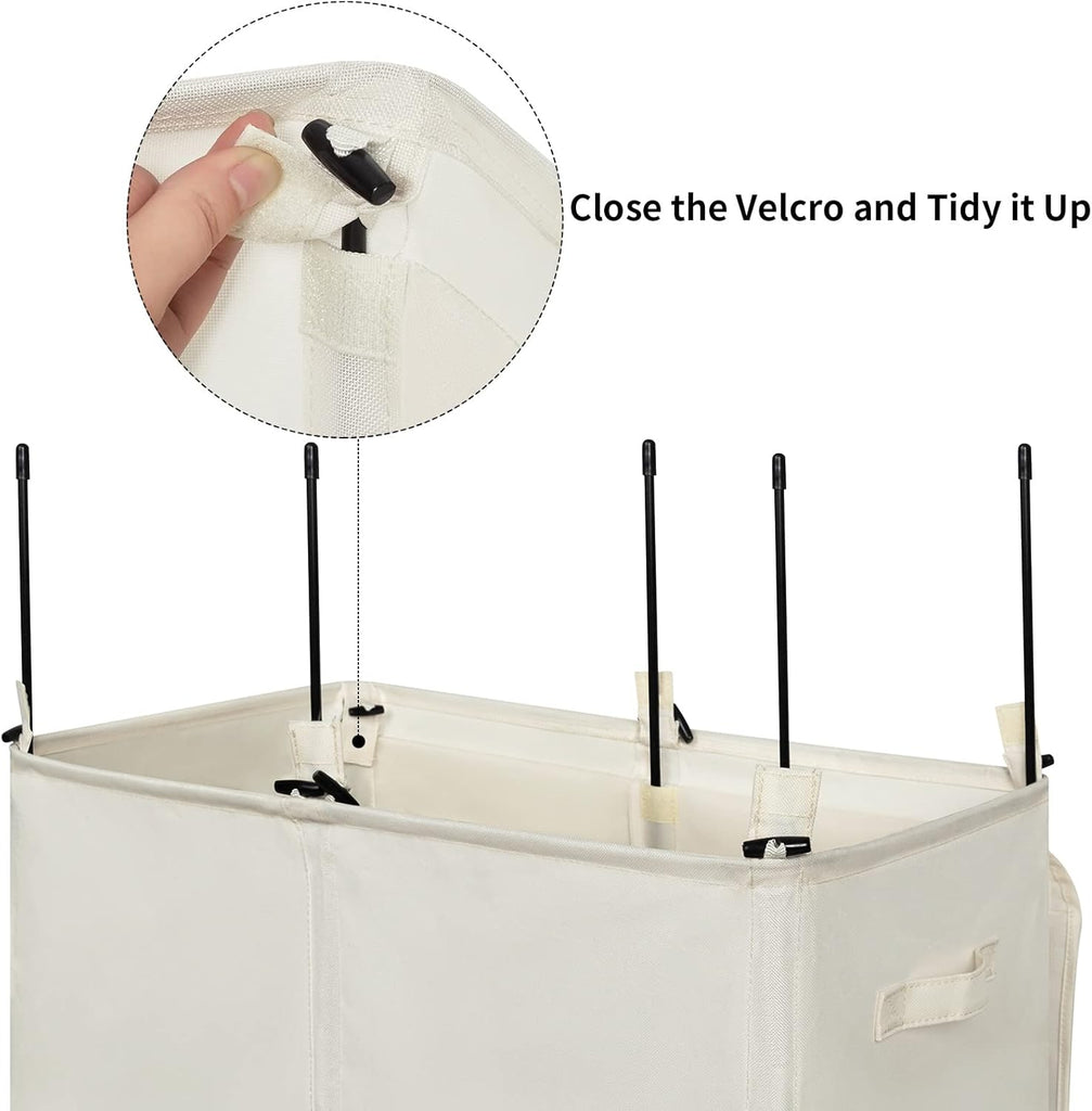 140L Double Laundry Hamper 2 Section with Lid and Removable Bags | Divided Laundry Basket, Large Dirty Clothes Hamper